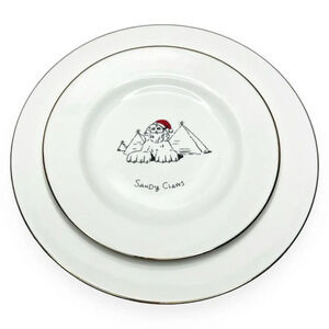 Merry Masterpieces 1st Edition 1999 Sandy Claws‎ Dinner & Dessert Plate Set of 2